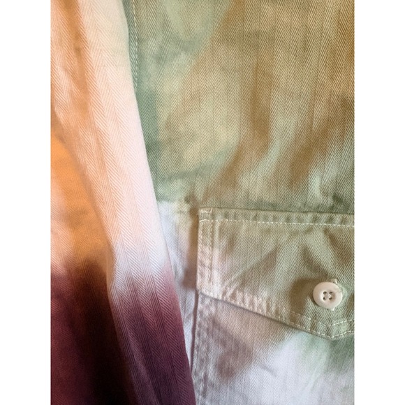 BDG Urban Outfitters Herringbone Tie Dye Long Sleeve Button Up Shirt Shacket L - Picture 3 of 7